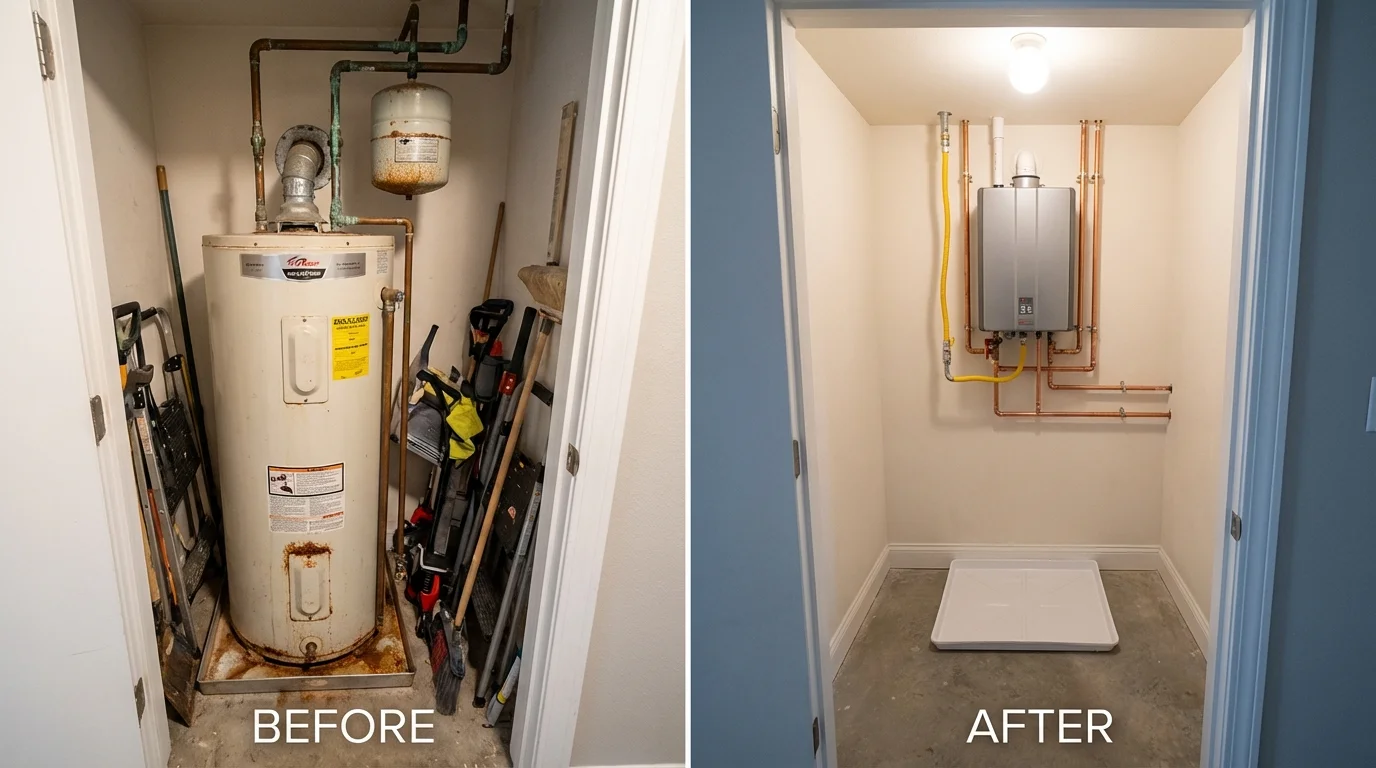 Tank water heater versus wall-mounted tankless unit comparison for Etowah, NC homeowners